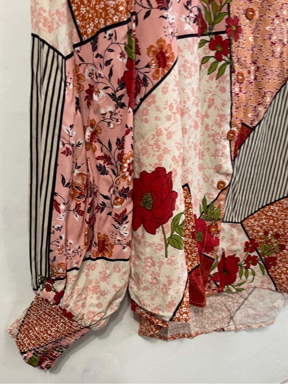Fate The Sassari Kat Flower Blouse Patchwork Mix Print Boho Artsy Sz S View 5